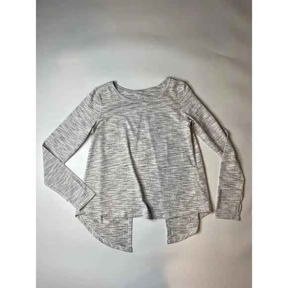 ZYIA Namaste Top Open Tie Back Long Sleeve Heather Gray Size Large - Picture 2 of 9